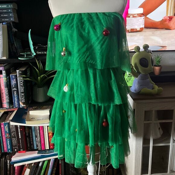 Derek heart size medium women’s Christmas dress Strapless Christmas tree - Picture 1 of 6